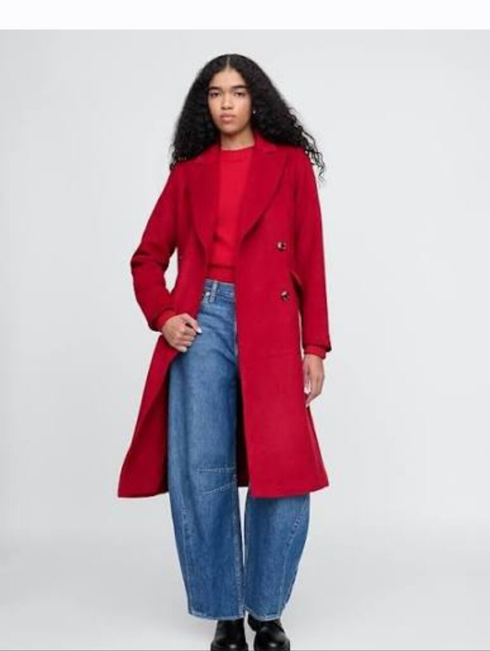 GAP Sled Red Wool Blend Chesterfield Coat XS #626644 NWT